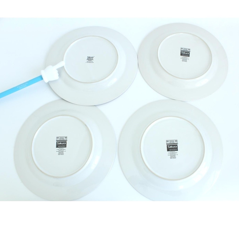 Sakura Debbie Mumm Snowman Dinner Plates Stoneware Blue White Set of 4 11.25" - Picture 6 of 8